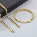 Dettaglio della collana e del bracciale in acciaio inossidabile dorato con moschettoni - Fibbia Giapponese / Bracciale 20CM / Oro