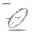 Silver stainless steel bangle with square grid pattern and zircon inlay, 6.1cm diameter - Silver Geometric Cube Style (BR-200)