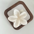Elegant pearl white plumeria flower hair claw clip in a large size for ponytail styling - Ivory White [4cm Mini]