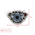 Detailed view of evil eye brooch with blue beads, crystals, 63mm width and 13g weight - Horizontal Large Blue Eye Rhinestone-BE1502BK00