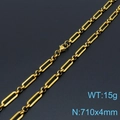 Goldene Titanstahl Büroklammer Halskette mit Karabinerverschluss 710x4mm 15g Gewicht - 71CM / Gold