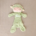 Detailed close-up of a large green sheep plush doll wearing a knit Love sweater - 80cm Shell (No Filling/With Zipper) / Matcha Green Sleeping Sheep Doll Shell