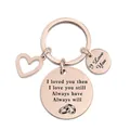 Rose gold stainless steel couple keychain with engraved heart pendants and I Love You charm - Always have, Always will (XYY031) Rose Gold