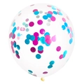 12-inch clear latex balloon filled with vibrant pink and blue round confetti sequins - Pink Blue Sequins