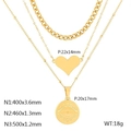 Goldenes Set aus Lagenketten mit Panzerkette, Herzanhänger und bösem Blick Amulett - Gold (KN236406-HM)
