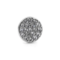 Round silver charm pendant with shimmering micro-paved zircons on white studio background - Silver Pave Circle