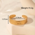 Adjustable golden stainless steel cuff bracelet with hammered texture and beaded edges - Lava Hammered Beaded Style (YB-201)