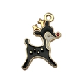 Ciondolo a forma di renna cartone in smalto nero e placcato oro per gioielli fai-da-te - Stile Renna (14270) / 1 Pezzo (14x21mm) / Nero