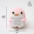 Pink and white handmade crochet penguin doll with a motivational card, 6.5cm height - Light Pink Penguin P Card