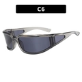 Y2K sportliche Wrap-around Sonnenbrille mit dunkelgrauem Rahmen und Rauchgläsern - Transparenter Grauer Rahmen Graue Gläser