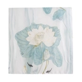 Elegant white lotus and koi fish pattern floral beach shawl and sun protection wrap - Light Blue Lotus Design (FH24-5960-1) / 85x180cm