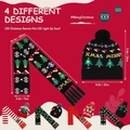 Ensemble bonnet et écharpe de Noël lumineux LED avec motifs de renne et de flocons - Ensemble Bonnet & Écharpe Sapin de Noël Noir