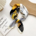 Elegant silk scarf featuring yellow and black chain print in a stylish necktie knot - 70cm / Black Grey Rope Link