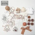 Brown and white wooden Christmas tree set with stars, squirrels and LED lights 95x53cm - Brown & White Decor Accessories Bag 90cm