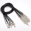 1.5mm black wax cord necklace string with silver lobster clasp and extender chain - 1.5mm*45cm / Black