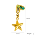 Golden heart and star dangle earring with green rhinestones, 23mm length design - Multicolor Heart Five-Point Star Pendant (YTE2411008-8)