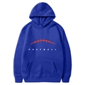 Blauer American Football Kapuzenpullover mit weißem Textdruck und Kängurutasche - S / Oberteile / Blau