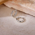 Minimalist silver circular hoop earrings in polished metal finish for women - Inner Diameter 10mm / Steel