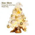 50cm beflockter Mini-Weihnachtsbaum mit goldenem Dekor, LED-Licht und Noel-Holzschild - Weißer Mini-Weihnachtsbaum-50cm