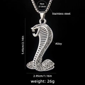 Hip-hop roestvrijstalen ketting met een grote cobra slang hanger voor heren mode - Zilveren Cobra