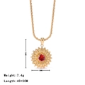 Golden sunflower necklace with red gem pendant, dimensions 26x18mm, weight 7.4g - Gold-Red Zirconia
