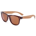 Lunettes de soleil ovales, monture en résine bordeaux et branches en bois texturées - Branches en Bois de Zèbre Verres Polarisés Plein Thé