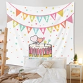 Bohemian birthday tapestry with colorful cake and banner hanging in a cozy bedroom - Heart Inset (ZJ1011-5)