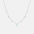 S925 sterling zilveren lange ketting met lichtblauwe marquise stenen en zirkoon hangers - 925 zilver / Platina