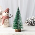 Mini albero di Natale in cedro con fiocchi di neve e base in legno naturale - 15CM