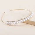 Elegant double-layered gold hairband with white pearls and sparkling rhinestones - Double Layer Pearl Rhinestone / I2505-4# Gold