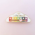 White cloud mood tracker enamel pin with sliding rainbow emoji bar and pink heart - Cloud Shape White