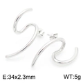 Minimalist silver S-shaped irregular spiral earrings with polished finish and push-back studs - Style D (KE115346-KFC)