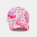 Detailed close-up of rainbow tie-dye pattern on six-panel cotton baseball cap fabric - Pink Yellow Blue Bright Tie-Dye (11#)