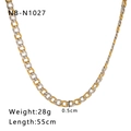 Detail view of two-tone Cuban link necklace with 55cm length and 0.5cm width specs - Bicolor Cuban Chain (NB-N1027)