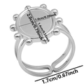 Macro detail of silver stainless steel DIY ring base with sunburst bead edge design - J476 / Steel