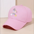 Rosa Baseballkappe für Mädchen mit süßem Einhorn- und Regenbogen-Stickerei-Motiv - Einheitsgröße / Rosa Regenbogen