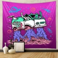 Dettaglio dell'arazzo fantascientifico con astronauta e alieno in camera da letto - 73X95CM/Tessuto Spazzolato / GT105-3 Autobus Spaziale