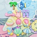12pcs Summer Beach Resin Charms set with Coconut Tree Swim Ring and Slippers - Mixed Random Style