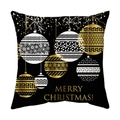 Black Christmas pillowcase with decorative golden ornaments and Merry Christmas text - Style 18 / 18x18 Inch