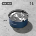 Kleiner blauer Hundenapf aus Edelstahl mit Spritzschutzdeckel und rutschfestem Boden - 1 l / Aqua