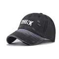 Berretto da baseball in cotone nero lavato con ricamo TARK THINK 3D e dettagli usurati - Regolabile / Nero