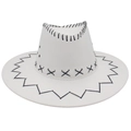 Klassieke witte cowboyhoed van imitatiesuède met zwart decoratief stiksel en rand - Volwassene (57-60cm) / Wit