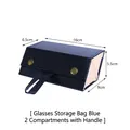 Custodia pieghevole in pelle nera fatta a mano per occhiali con 2 scomparti e manico - 2 Slot Con Maniglia / Nero