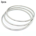 Minimalist silver-tone 2mm stainless steel bangles set of 3 with polished finish - 55mm / Steel / 3 Pieces
