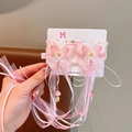 Pink butterfly tassel hair clips for girls traditional Hanfu hair accessories set - Butterfly Ribbon Pink