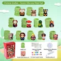 Green silicone mold set with 12 zodiac shapes including paint and plaster for DIY - Green Set with Pigments and Plaster