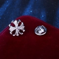 Classic silver metal cross-shaped lapel pin and badge with secure round fastener - Silver Cross Flower