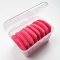 8-piece set of small red velvet triangle powder puffs in a clear plastic storage box - Rose Red / 8PCS Boxed
