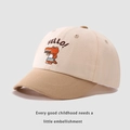 Kids' beige and khaki baseball cap with orange dinosaur embroidery and Hello text - 48-50cm / Dinosaur Contrast / Khaki