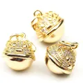 DIY gold micro-paved tiger bell pendant charms with sparkling zircons and hanging loop - Cat Bell-Gold